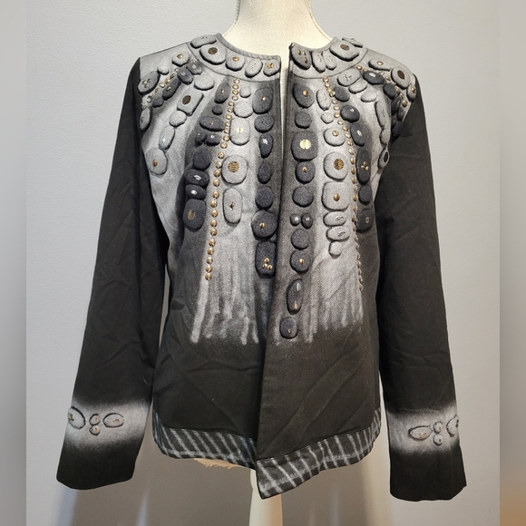 Sandy Starkman Jackets & Blazers - Sandy Starkman medium open front black and white cotton dress blazer